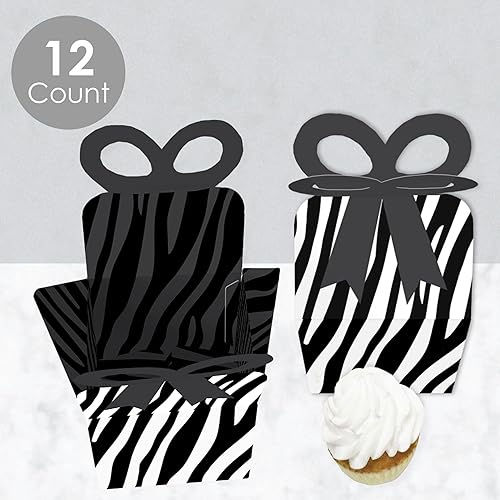 Miniatura 3 de Big Dot of Happiness Cajas de regalo cuadradas con estampado de cebra, cajas de lazo para fiesta de safari, juego de 12