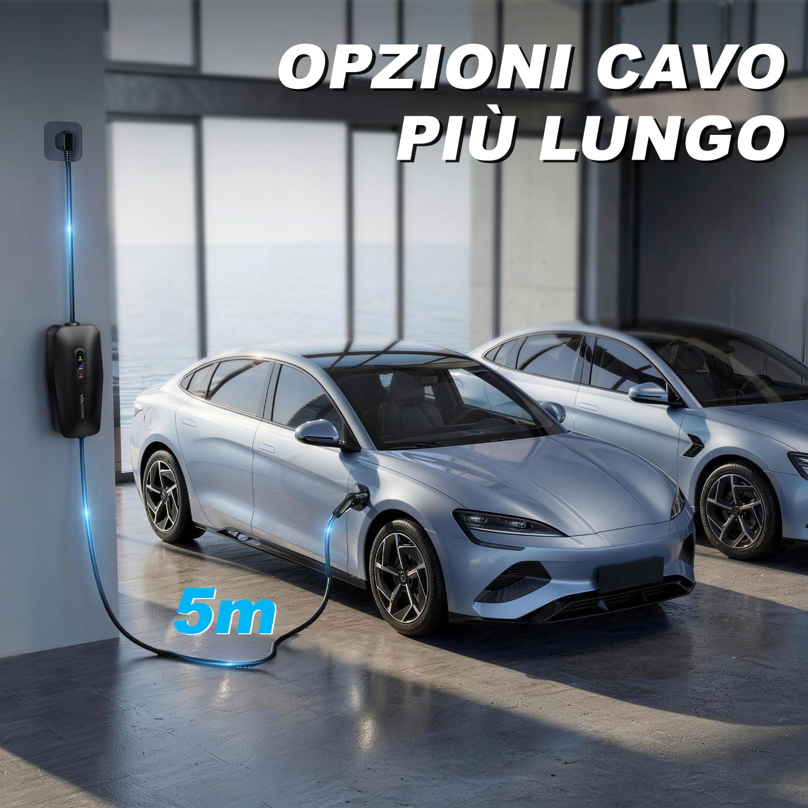 Cavo di Ricarica Tipo 2, 3,68 kW/5 m, Cavo di Ricarica per Auto elettrica, 16 A, Caricatore EV, Tipo 2, per Veicoli elettrici con Schuko monofase, IP65, Compatibile con Modello Y/3, XC60