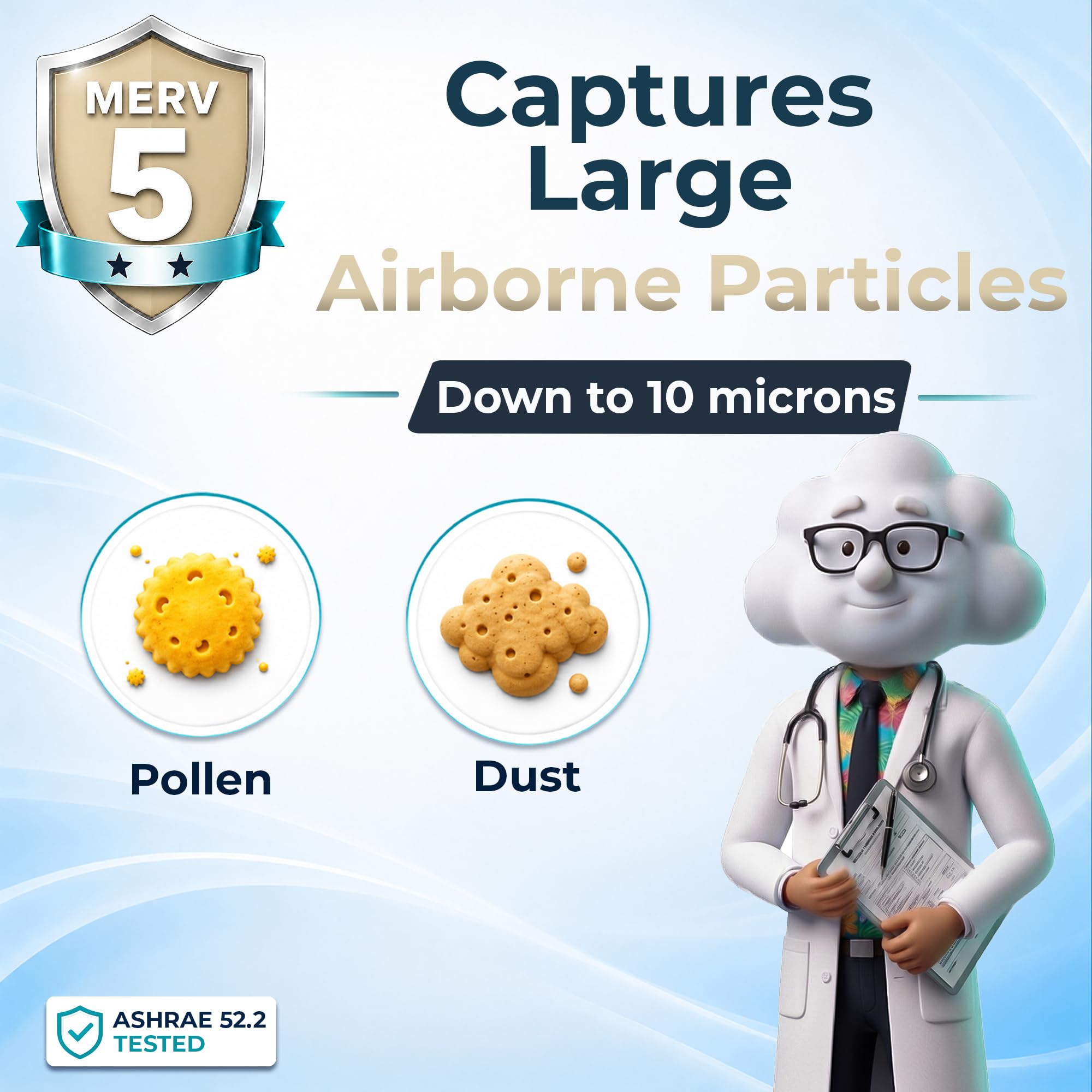 Cabana Filters Merv 5 AC Ofen-Luftfilter, Faltenfilter für den Innenbereich, HVAC-System-Filtration, Ersatz, erfasst unerwünschte Partikel, 6 Stück