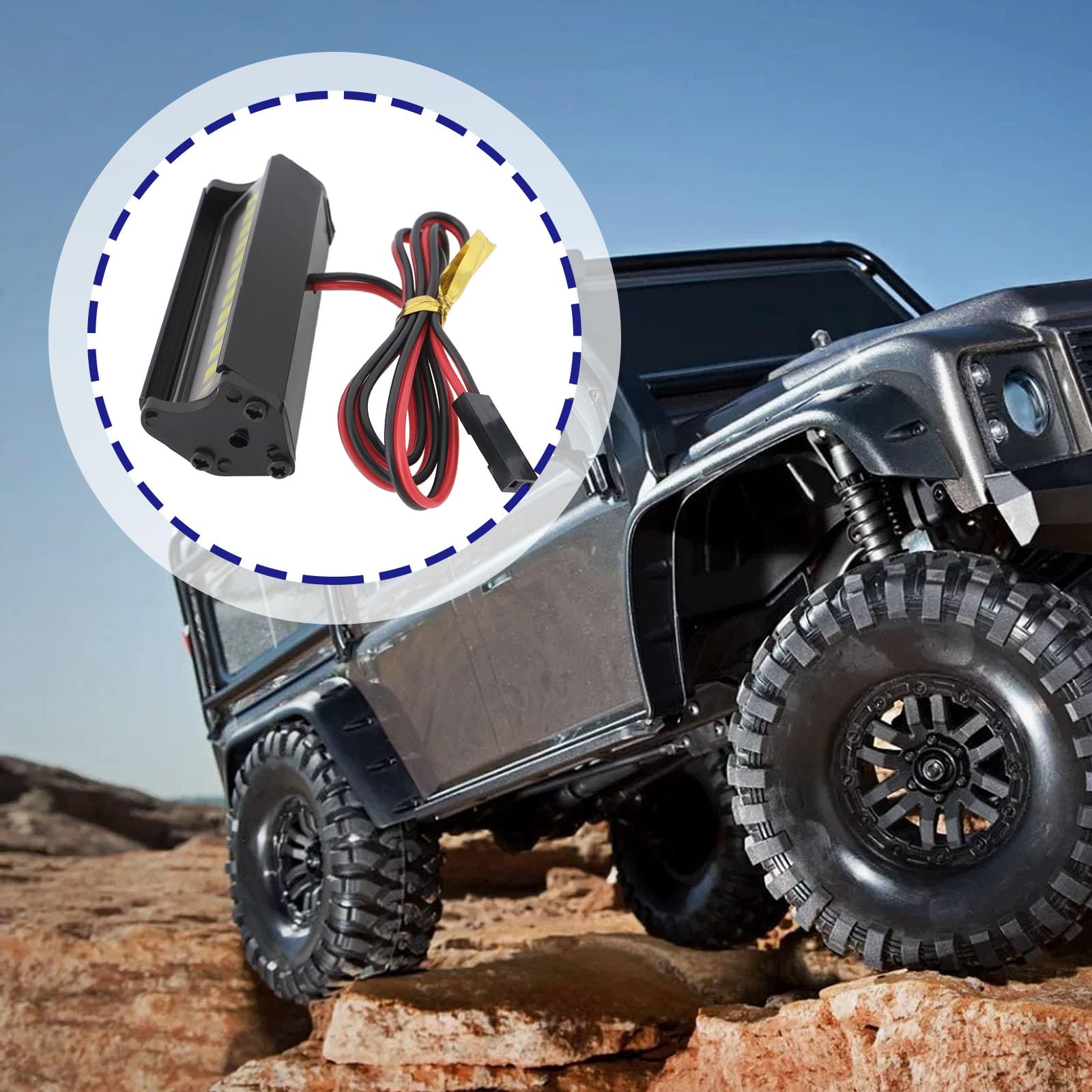 eMagTech 1PC RC LED Light Bar Roof Spotlight Lamp Compatible with TRX-4 SCX10 KM2 CC01 RC4WD D90 90046 90047 RC Crawlers 5V-7.4V - Image 3