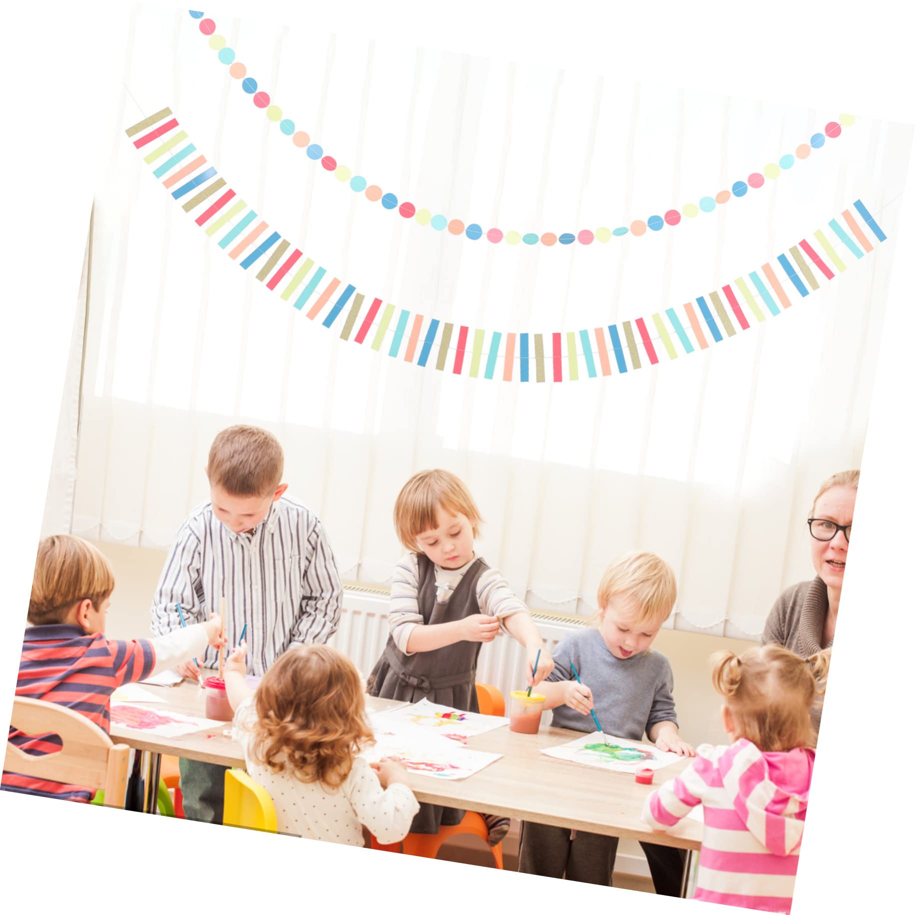 Abaodam 10 STK Latté Streamer-Hintergrund Punkt-luftschlangen-Girlande Pappmache Baby Gastgeschenk Für Den Ersten Schultag Regenbogen-Party-Girlande Bunte Girlande Der Kreis Zubehör Papier