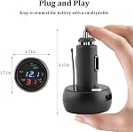 Car USB Charger, 5V 2.1A Fast Charging 3in1 USB Car Charger Adapter, Dual Led Digital Display Built-in Voltmeter Thermometer Universal Car Cigarette Lighter for 12V-24V Cars, SUVs, Trucks (Blue+red)
