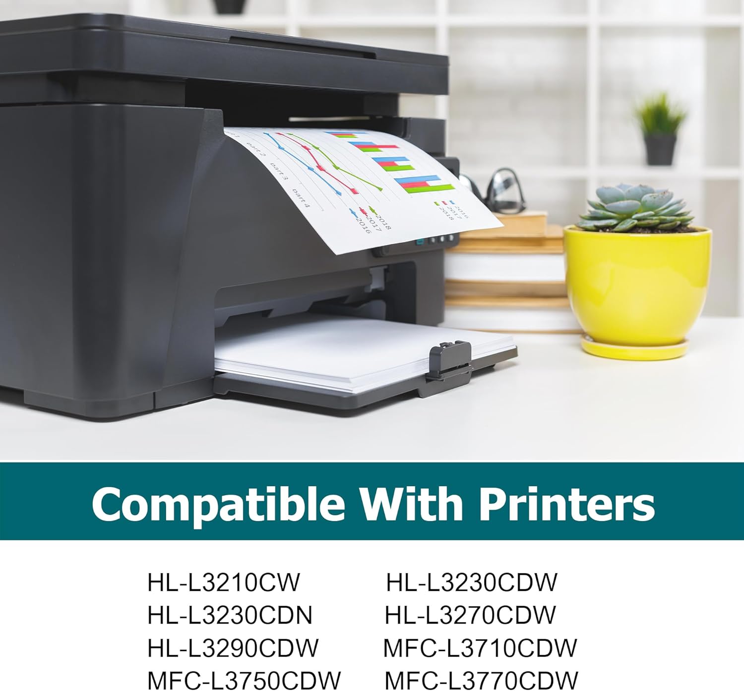 TN 227 TN227 TN-227BK/C/M/Y High Yield Toner Cartridge to use with Brother HL-L3270CDW HL-L3230CDW HL-L3210CW MFC-L3710CDW HL-L3290CDW Printer (Black,Cyan,Magenta,Yellow)