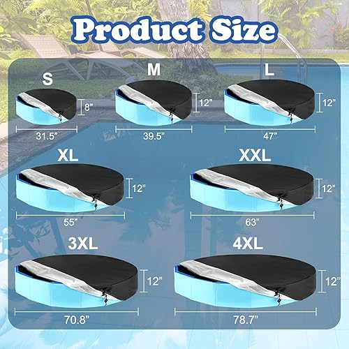 Miniatura 2 de YUEPET Cubierta redonda de piscina para perros de 63 pulgadas, cubierta de piscina portátil para niños, cubierta de piscina plegable plateada