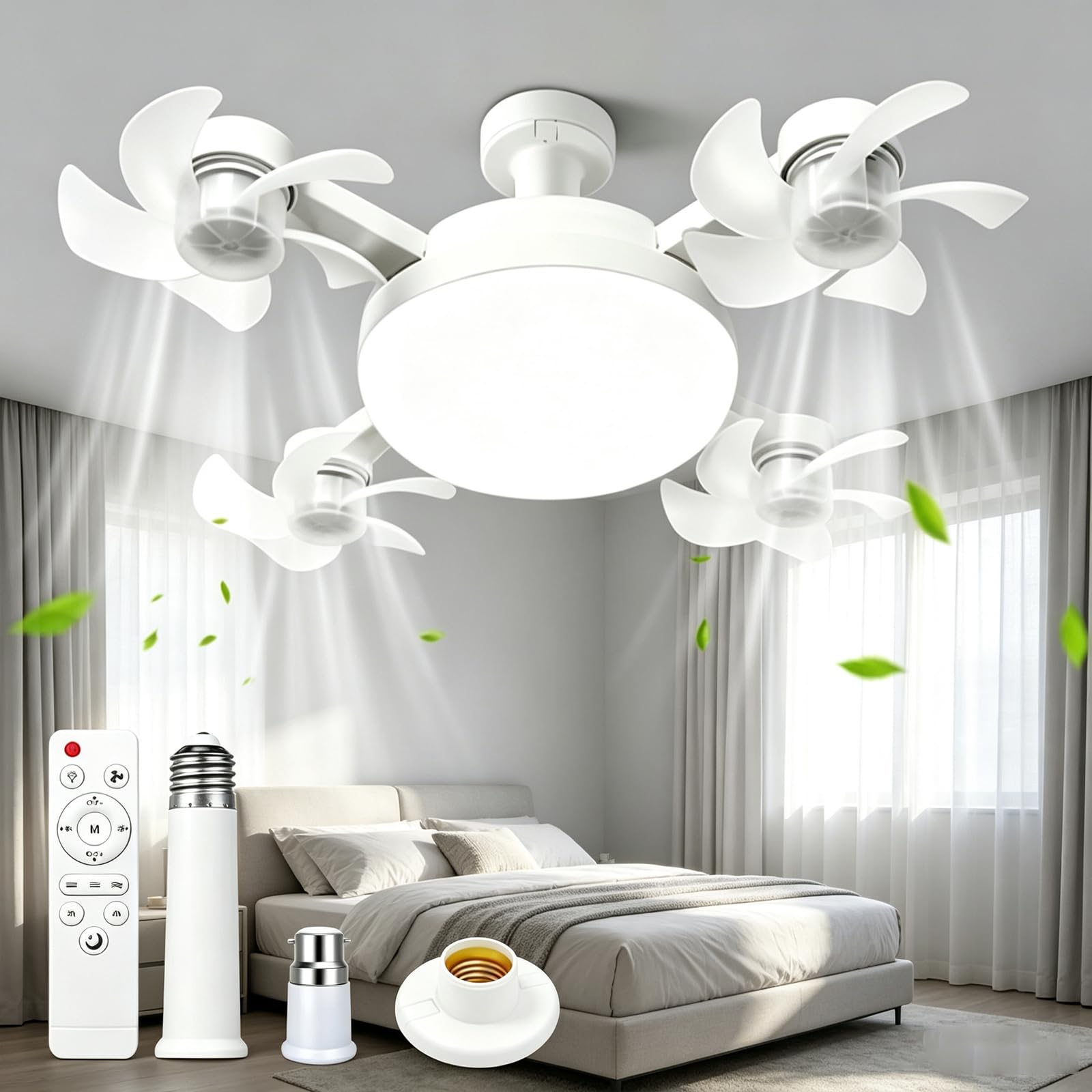 ANBTUKJ 60W Low Profile LED Ceiling Fan with Lights, 50cm Remote Fan Lamp, 3000K/4500K/6500K Dimmable Timing Quiet Light Fan for Living Room Balcony