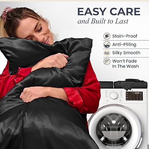 Miniatura 5 de DECOLURE Juego de sábanas de satén King de 6 piezas, cómodas sábanas de satén de seda de lujo para hotel, elegantes, sedosas, suaves,