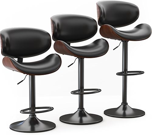 Miniatura 27 de Taburetes de Bar, Taburete de Bar de Mostrador de Cocina, Taburete de Isla con Respaldo, Juego de 3, Blanco Nieve Blanco Nieve,Azul,Verde,Gris