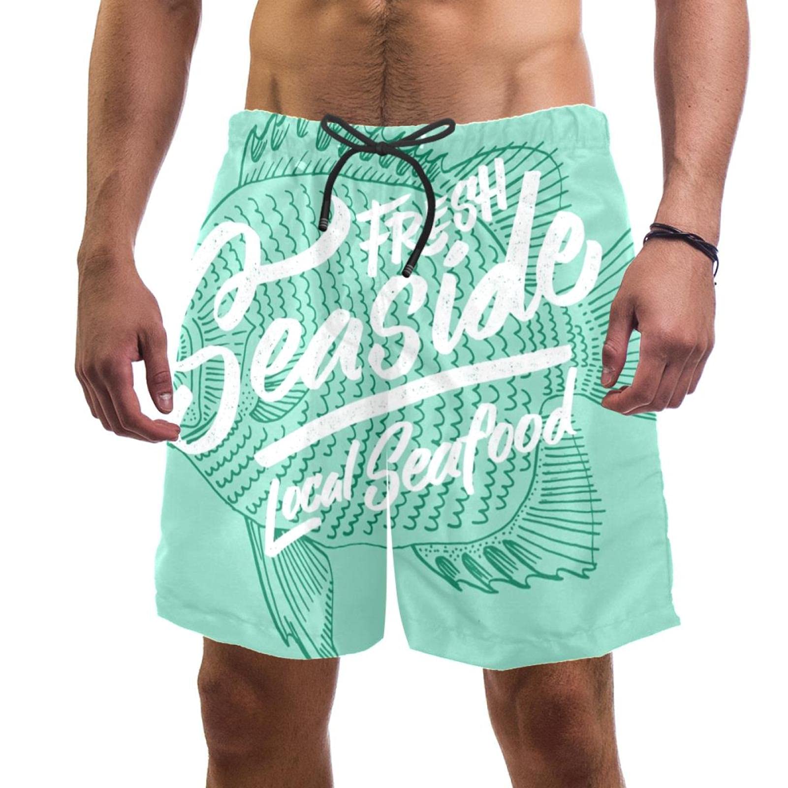 Short de bain pour homme doublure en maille imprimé poissons colorés L - 6