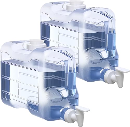 Paquete de 2 botellas dispensadoras de agua para nevera de 1.5 galones con grifo a prueba de fugas y mango práctico, dispensador de bebidas de