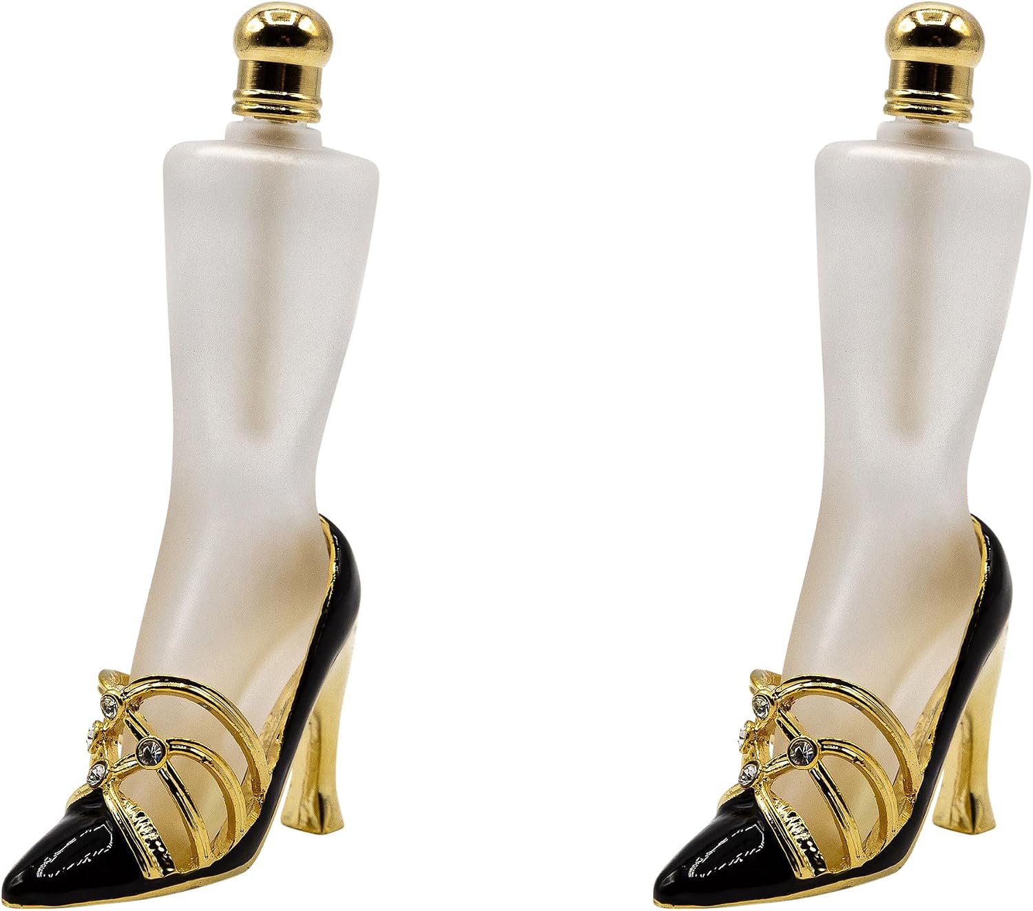 Stephanie Imports Set of 2 Vintage Stiletto Shaped Refillable Perfume Bottles (Black & Gold)
