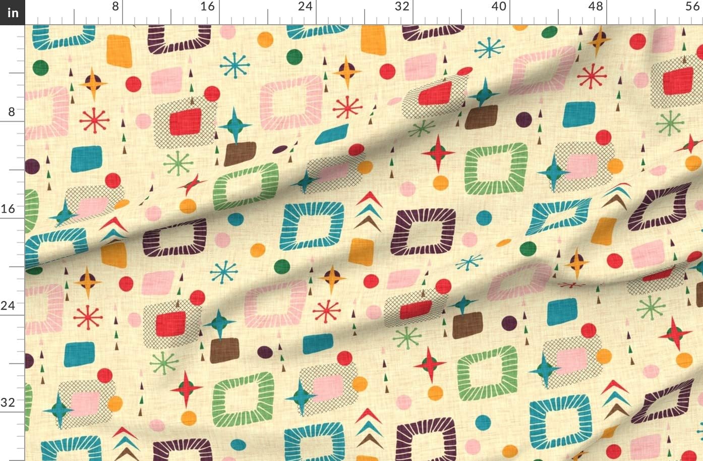 Spoonflower Fabric - Retro Mod Mid Century Modern 1950S Geometric Atomic Colorful Printed on Organic Cotton Sateen Fabric by The Yard - Sewing Quilting Apparel Home Decor