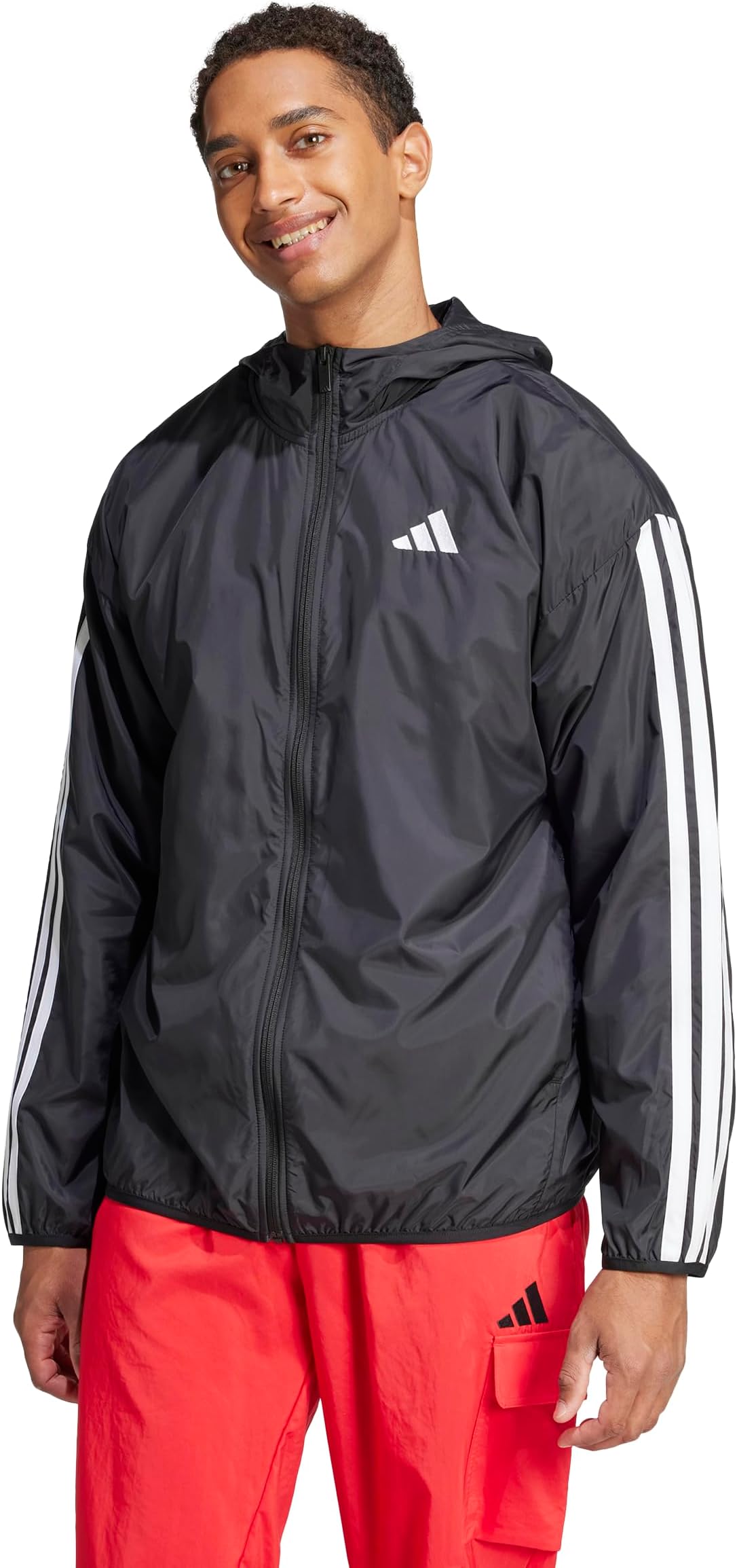 adidas red white and black windbreaker