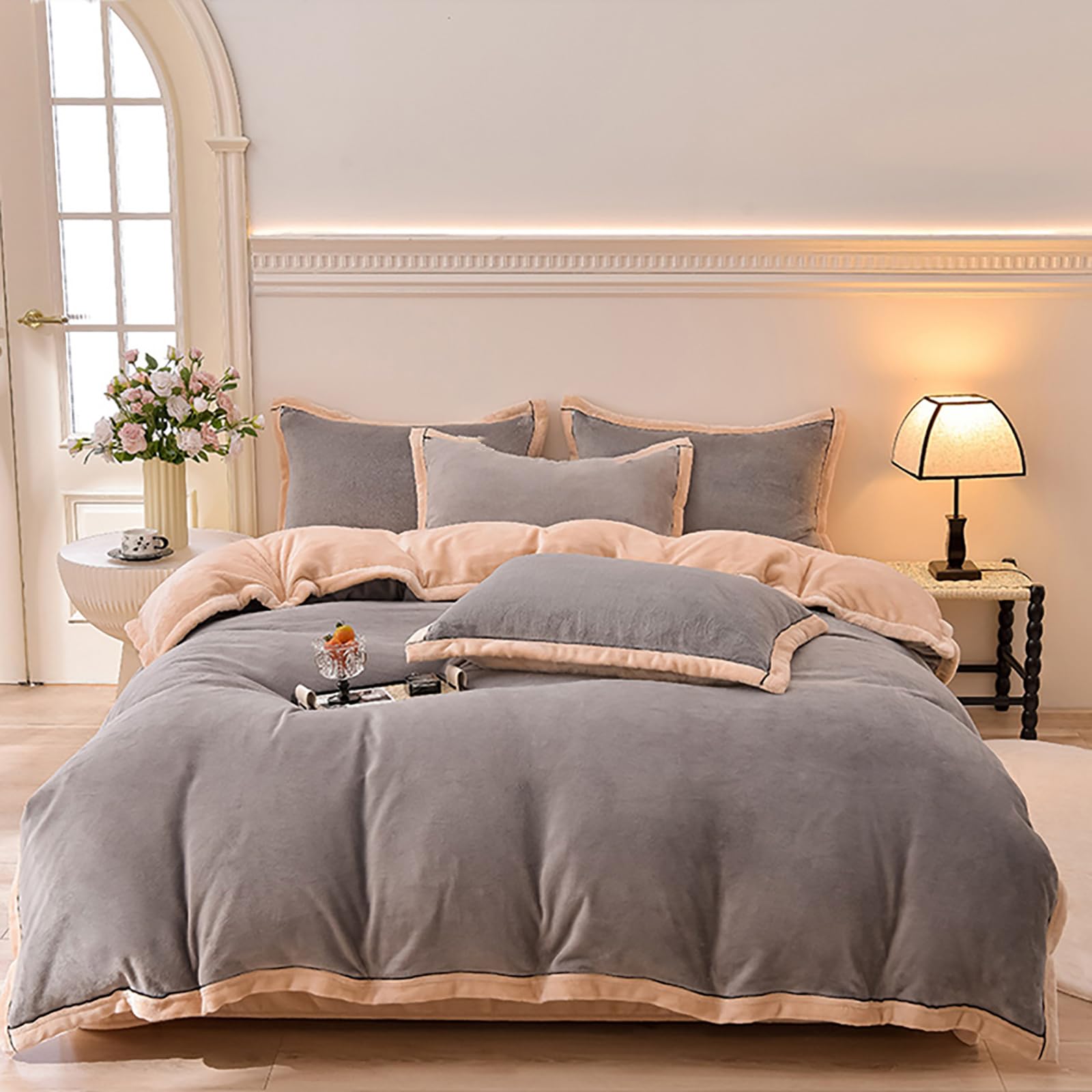 Parure de lit 200x230 sans repassage ensemble housse de couette double face pour lit impeccable