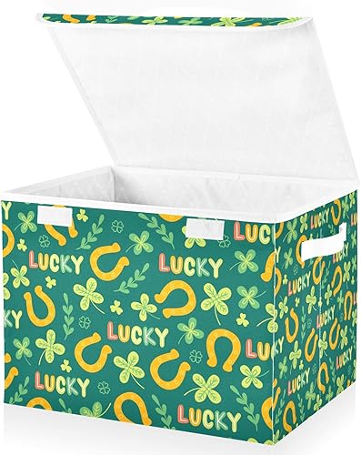 Miniatura 2 de St Patricks Clover Foldable Storage Bins Bags for Clothes Fabric Storage Container Organizers with Reinforced Handle Closet Organizers for Bedroom