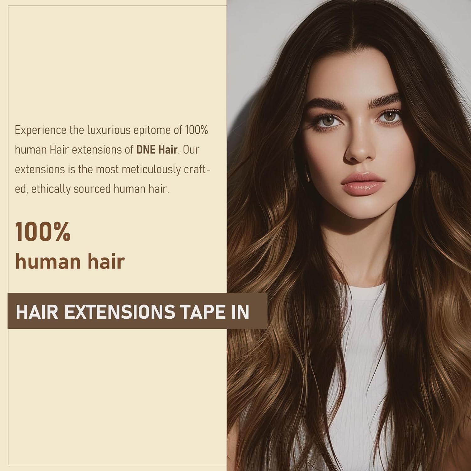 DNE Tape in Hair Extensions Real Human Hair 14 inches 20Pcs/40g/Pack Seamless Dark Brown to Chestnut Brown#T2-P2/6 Straight Invisible Double Sided Tape in Hair Extensions for Women/Girls