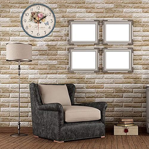 Miniatura 4 de YeYo Reloj de pared de flores de estilo europeo simple sin marco, madera MDF impermeable, decoración artística silenciosa para el hogar, sala de