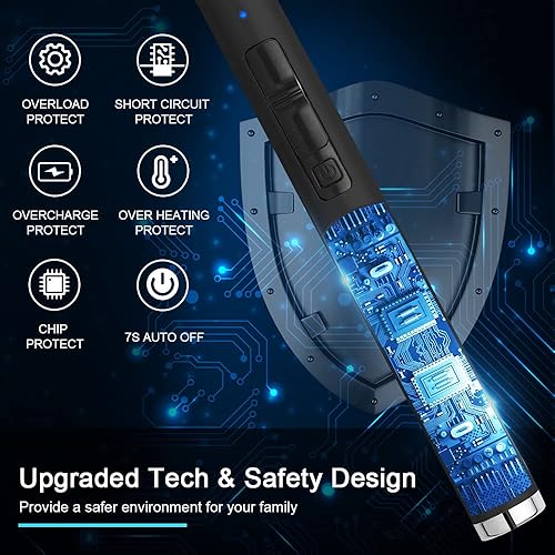 Miniatura 5 de ARECTECH Encendedor eléctrico recargable de plasma de arco, resistente al viento, para velas, cocina, regalo de cumpleaños para mamá, hombres, Negro