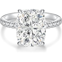 AVECON 3CT/5CT Elongated Cushion Cut Engagement Ring for Women, Wedding Promise Cubic Zirconia Band, White Gold Plated Bridal Half Eternity Rings with 4 Prong, Size 5-9