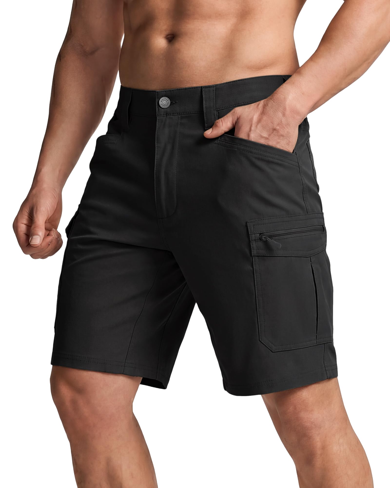 IGOLUMON Arbeitshosen Kurz Herren Arbeitsshorts Männer Elastische Taille Kurze Cargohose Herren Bequeme Sommer Kurze Hosen mit Multifunktionstaschen
