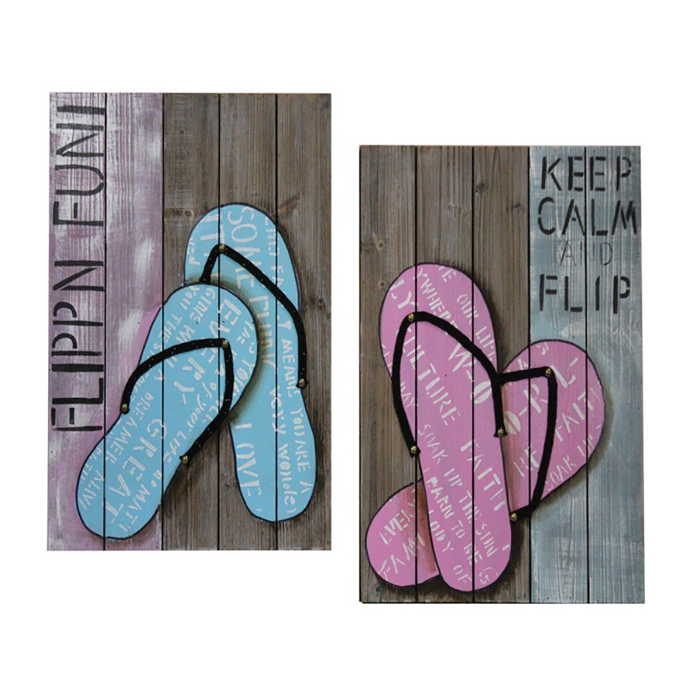 Urban DesignsUrban Designs Coastal Collection Flippn Fun 2-Piece Wood Planks Wall Decor