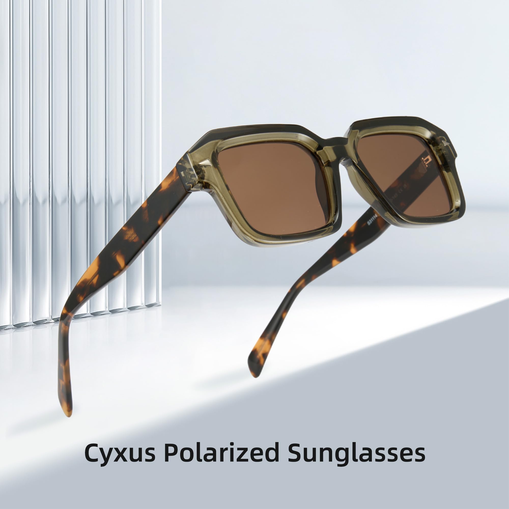 Cyxus Occhiali da sole oversize uomo donna retrò polarizzati occhiali da sole outdoor UV 400 per guida pesca viaggi P1580, marrone, sovradimensionato