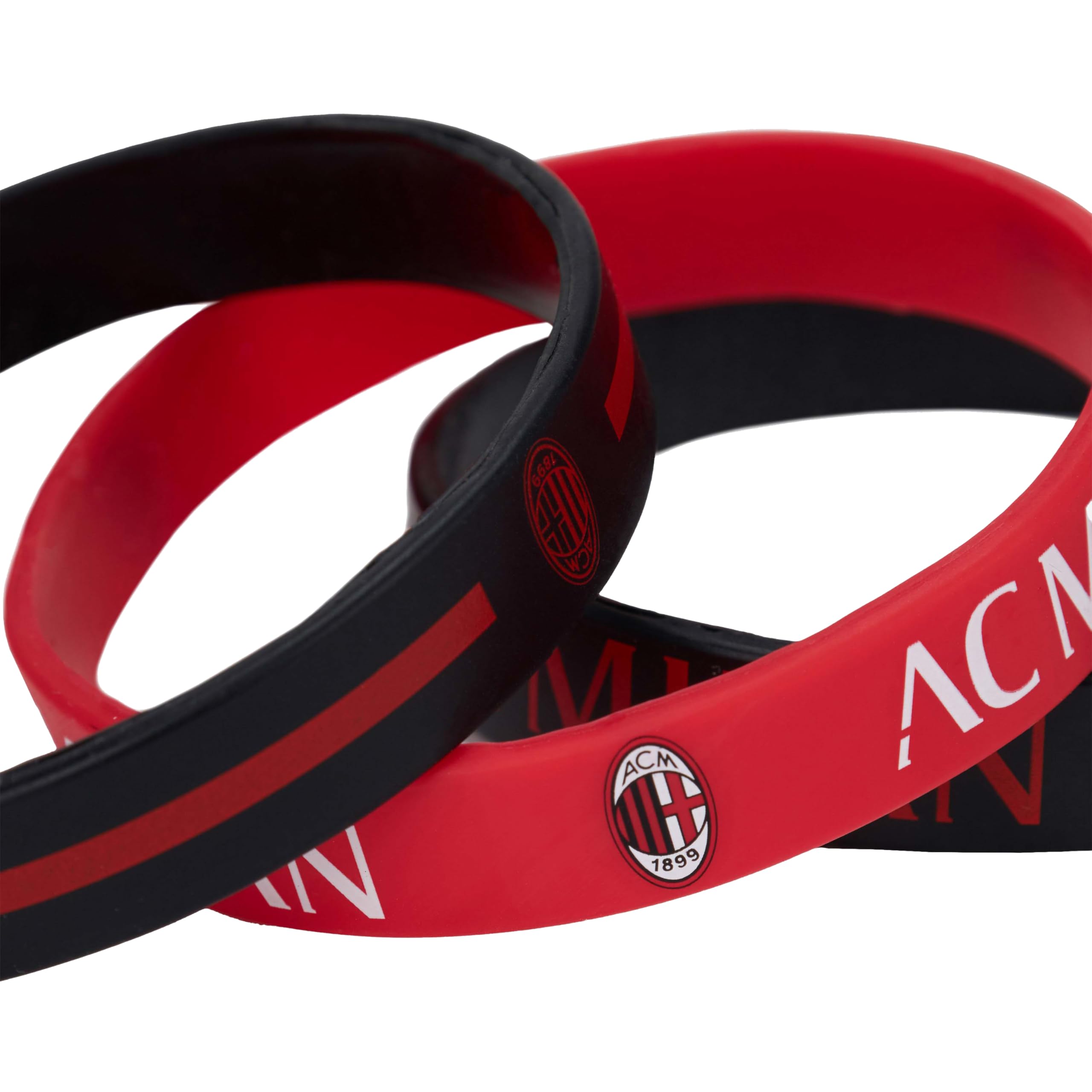 A.C. Milan - Set Braccialetti Milan, Prodotto Ufficiale, Nero-Rosso