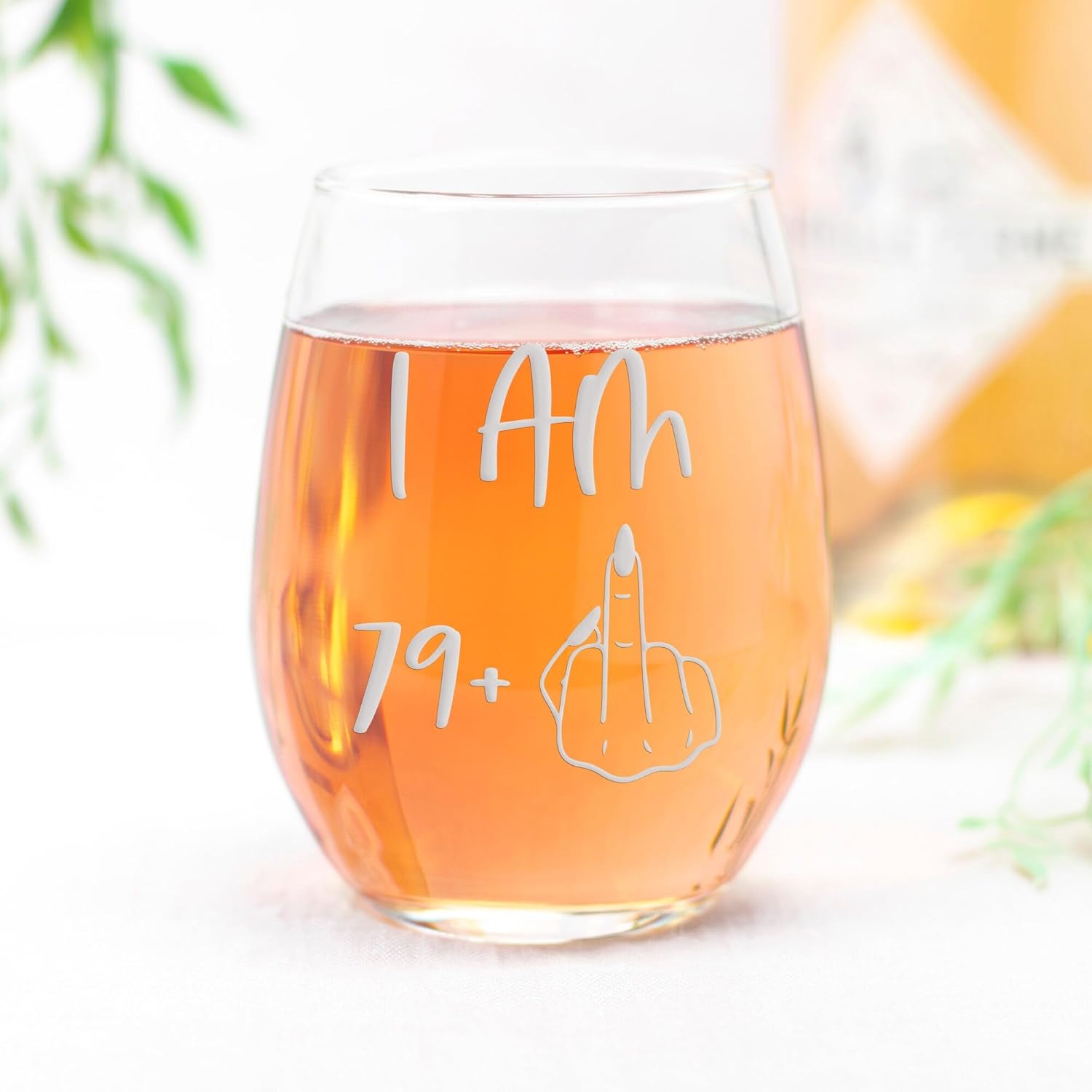 I'm 79 Plus 80th Birthday Stemless Wine Glass - Happy 80th Birthday Gift - 3 Glasses