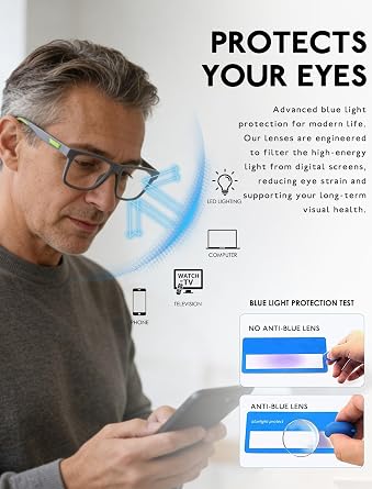 Reading Glasses Men Blue Light Blocking Wide Oversized Readers Computer Cheaters Glasses Rubber Temples Large Frames