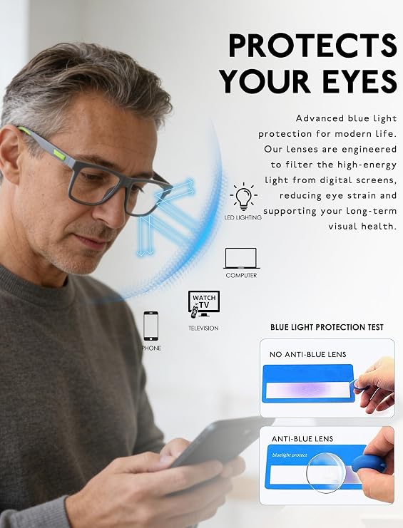 Reading Glasses Men Blue Light Blocking Wide Oversized Readers Computer Cheaters Glasses Rubber Temples Large Frames