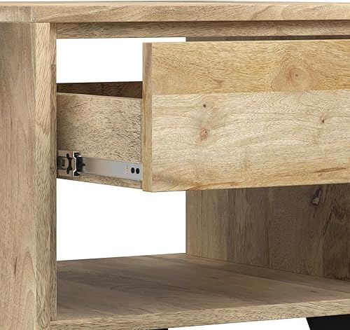 Miniatura 98 de SIMPLIHOME Lowry - Mesa auxiliar cuadrada de madera de acacia maciza y metal, de 22 pulgadas de ancho, moderna, industrial en marrón envejecido café