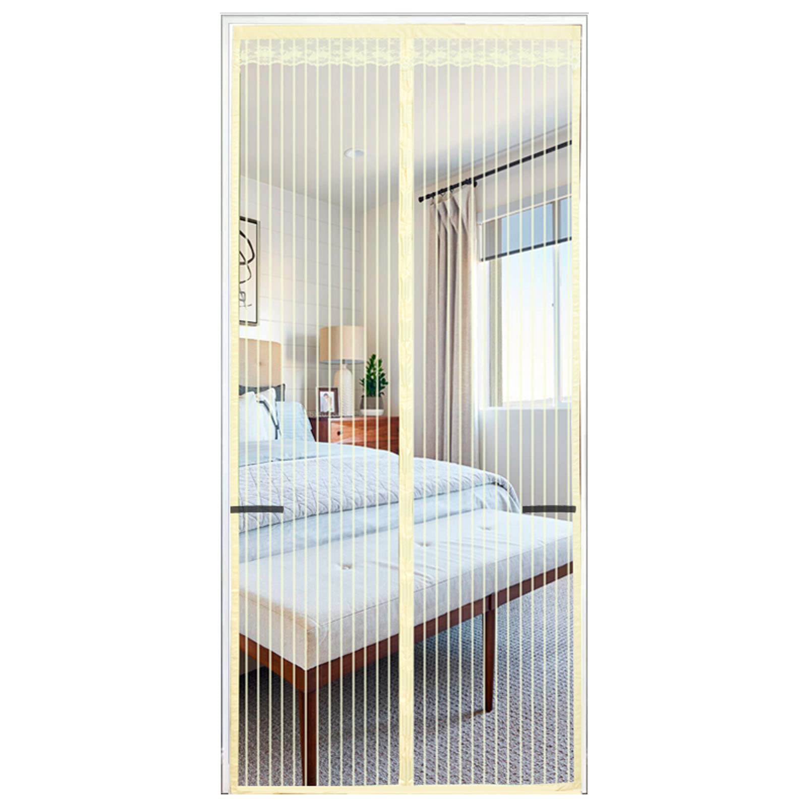 Cortina Antimosquitos Puerta,Cortina Mosquitera Puerta Exterior,Cierre Magnético Automático Que Evita El Paso De Insectos,Para Sala De Estar/Dormitorio Puertas/Balconeras (120x210cm,Yellow)