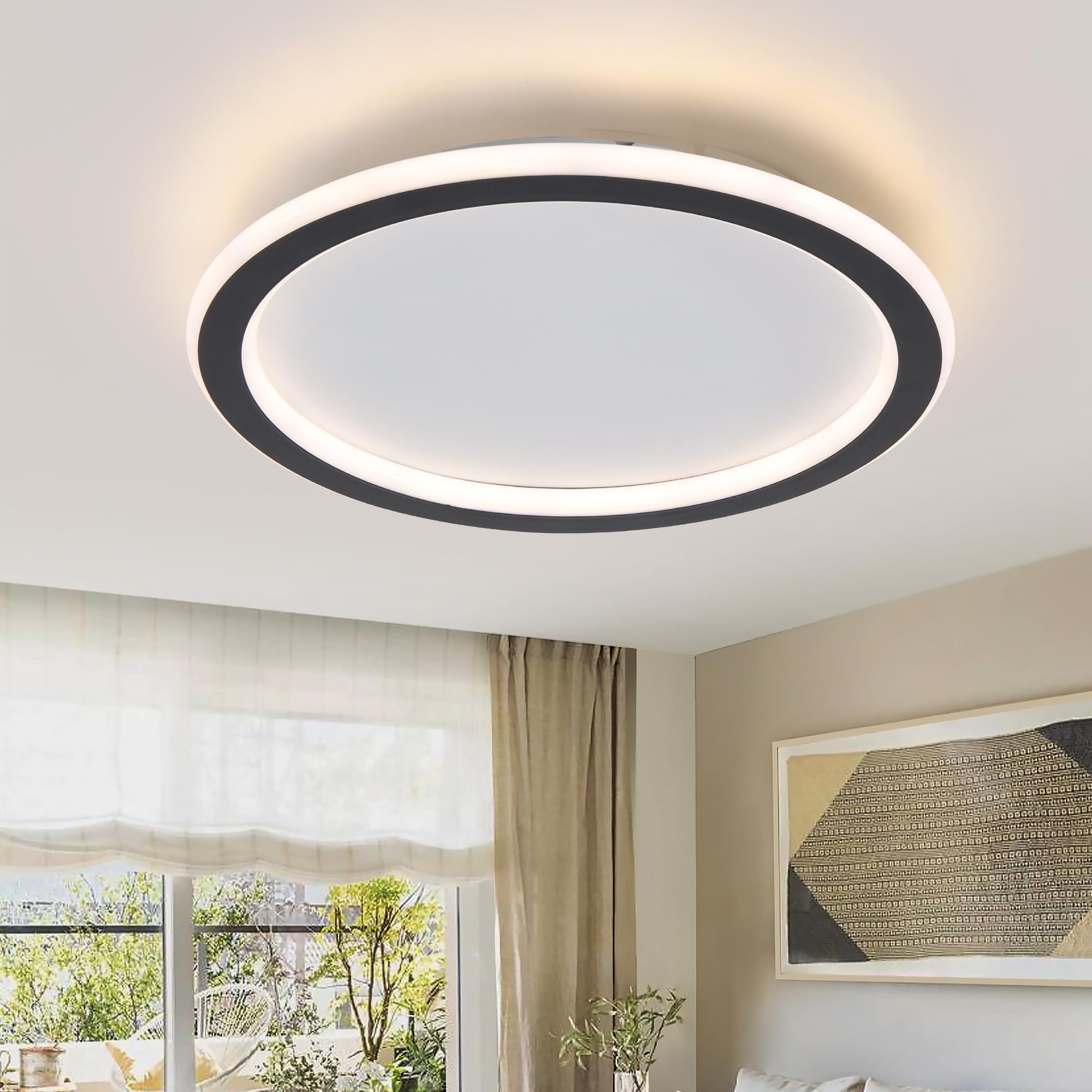 minifair Plafonnier LED moderne 36W 50cm avec télécommande géométrie