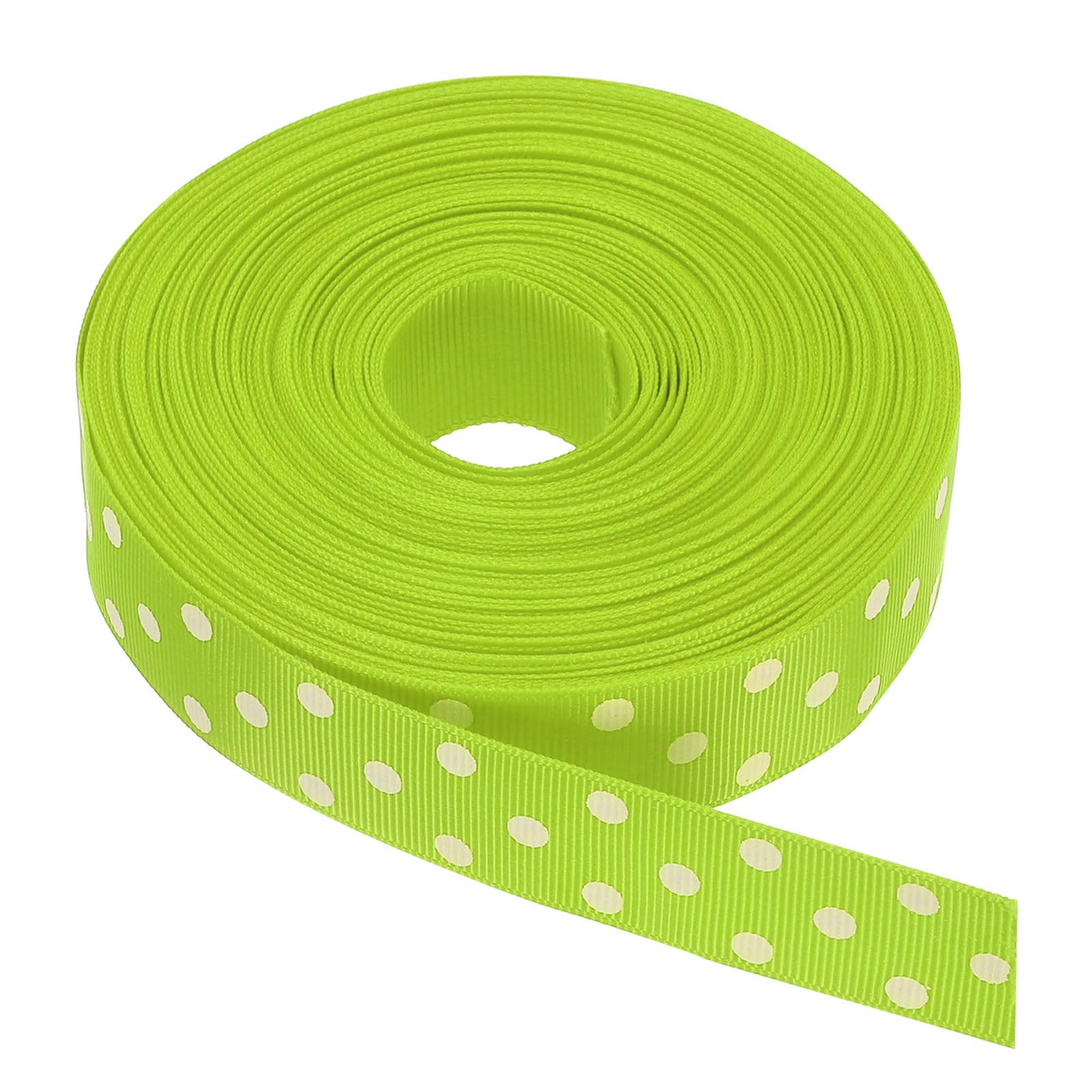 sourcing map Grosgrain Ribbons 25 Yards 1 Inch Fresh Green with White Dots Ribbon Bow Decoration for Crafts Gift Wrapping Wedding DIY Handmade
