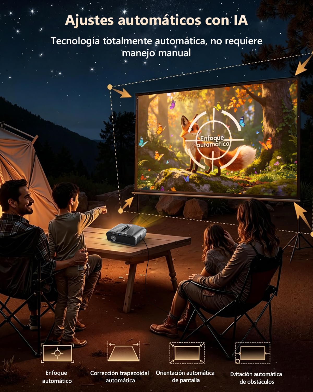 Proyector 4K UHD de 2300 ANSI para Uso diurno, Cine en casa, HDR10, WiFi 6, Bluetooth, NFC, Proyectores Inteligentes con Android, Enfoque automático/corrección Trapezoidal, HDMI ARC, USB, WLAN