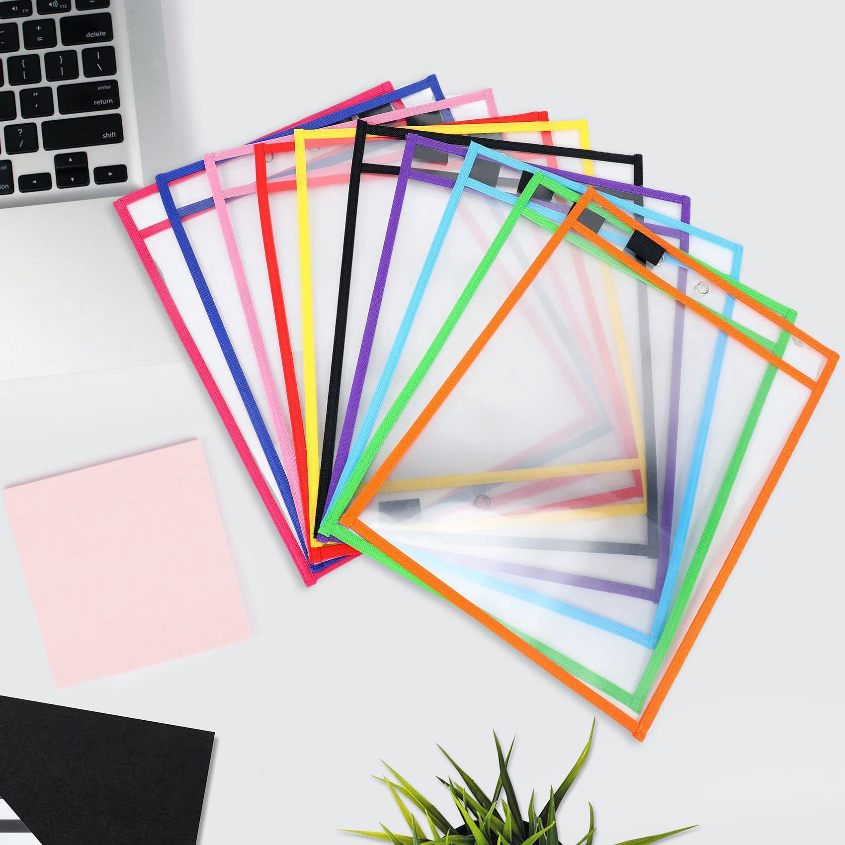 Aboiledy 30 Pack Dry Erase Pockets PVC Transparent Sewn Dry Erase File Bag Reusable Dry Erase Bag File Pocket Sleeves, Clear Sheet Protector, Teacher School Classroom Supplies & Resources - Image 3