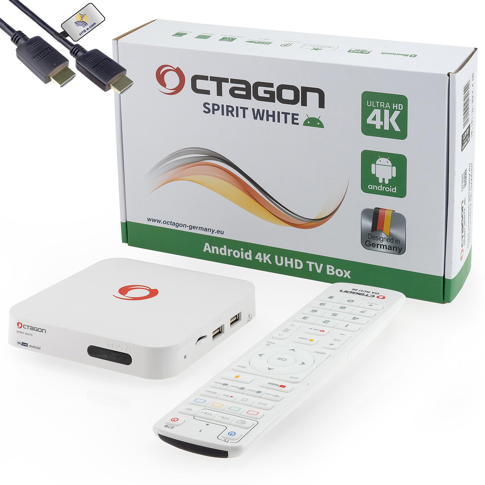Octagon Spirit White 4K UHD HDR10+ Android TV Box, MeTV, HTS eCom HDMI