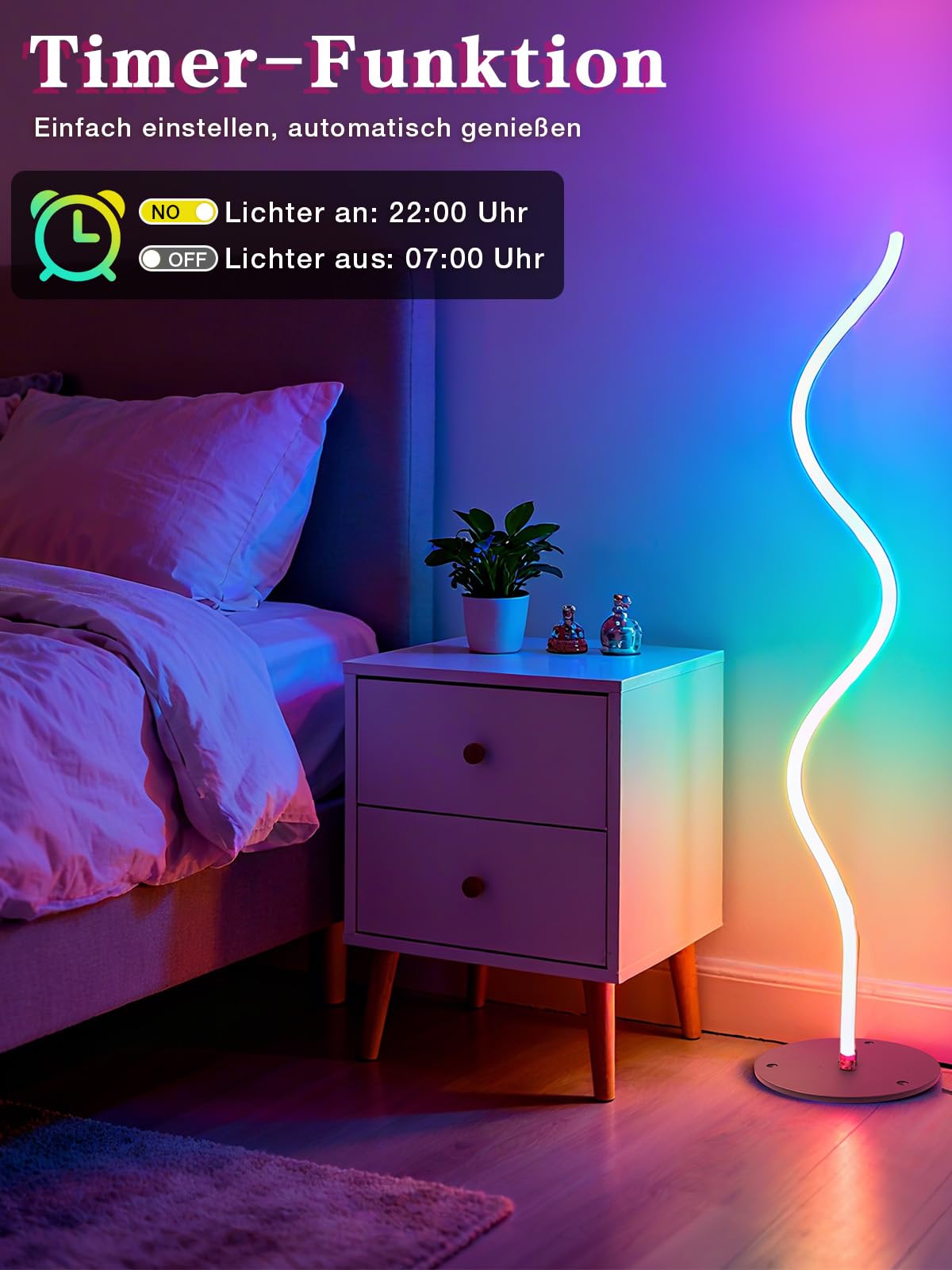 Lámpara de pie LED para salón, lámpara de pie RGBIC regulable, lámpara LED de suelo con mando a distancia y aplicación, 16 millones de colores, 200 modos de escena, modos de música, modo de