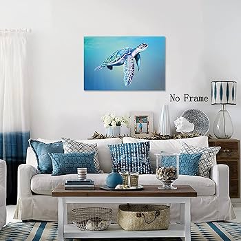 Amazon.co.jp: ウミガメ ウォールアート キャンバス 海洋動物