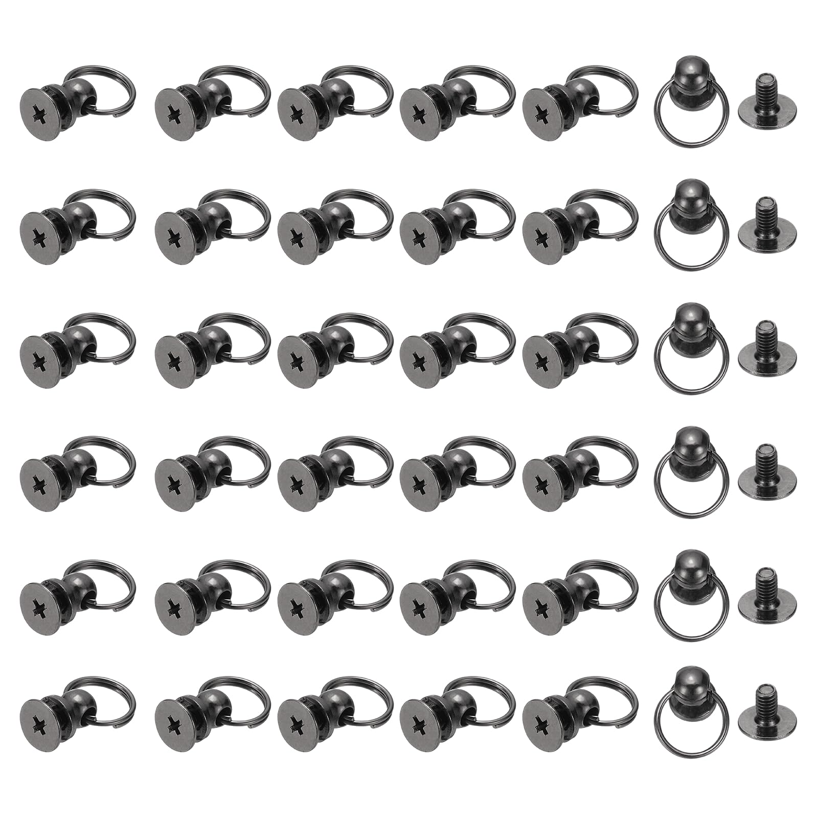 PATIKIL 60 Pcs 0.28"x0.22" Screwback Round Head Rivet with Single Ring