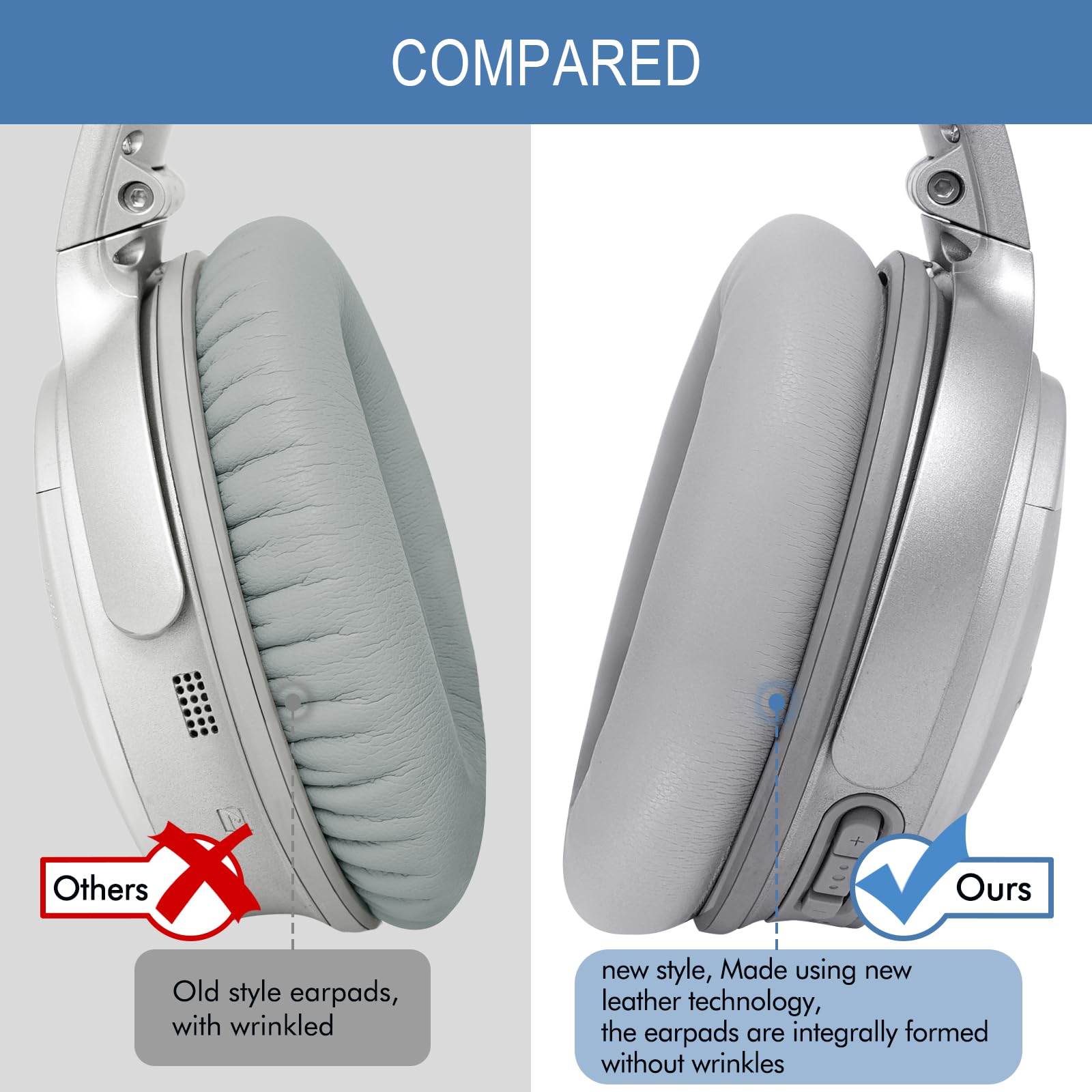 GEVO Kit di ricambio per cuffie e archetto per Bose QC35/QC35 ii, argento