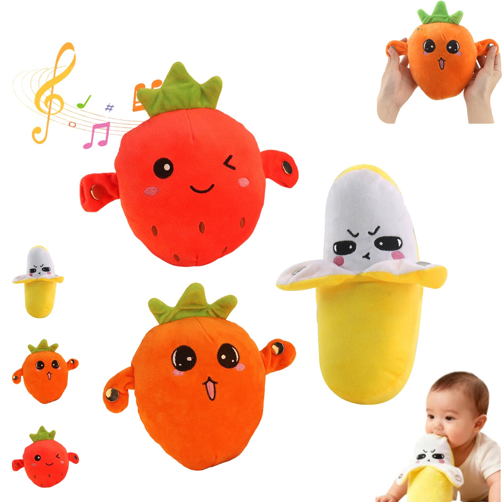 Peluche Musicale Interattivo per Neonati - Bambola Sensoriale Touch con 15 Modi Sonori e Luci - Gioco Educativo Montessori, Regalo Compleanno Bambino Bambina 1 2 3 Anni (Color A+B+C)