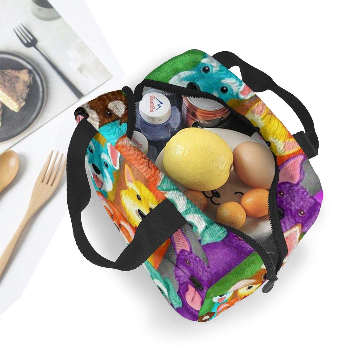 Borsa termica per il pranzo per donne, cani sono divertenti animali domestici, borsa termica portatile per adulti, bambini, lavoro, scuola