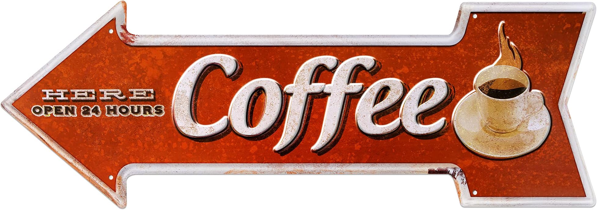 Coffee Signs Arrow Metal Signs for Wall Decoration