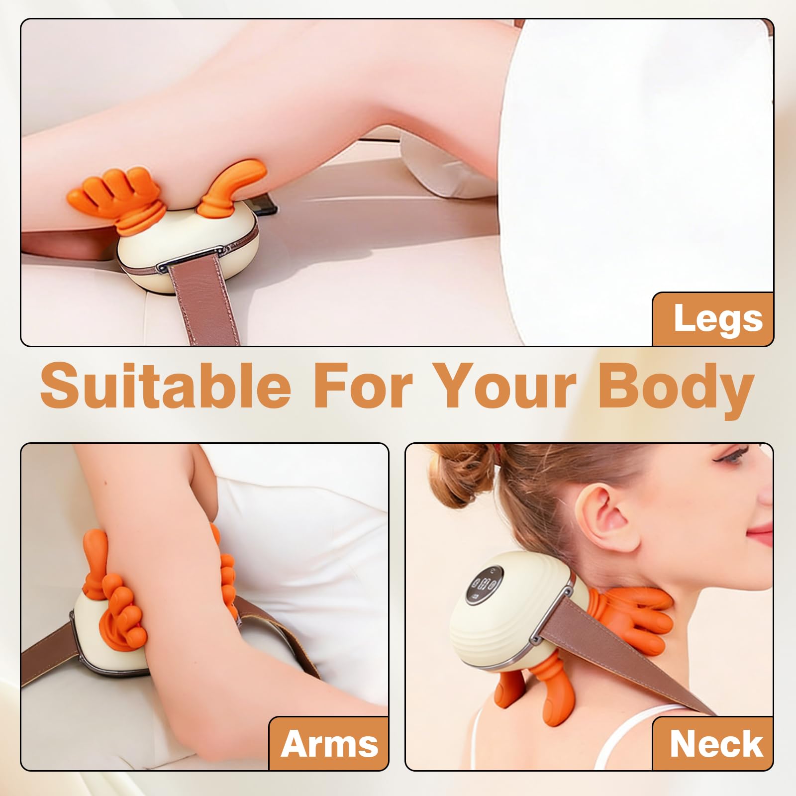 Masajeador Cervical y Espalda 4D a Mano Biónica, Masajeador Cuello Eléctrico, Masajeador de Cuello Inalámbrico 4D con 3 Niveles de Intensidad y 2 Niveles de Calor para Relajar Los Músculos (blanco) — view 8