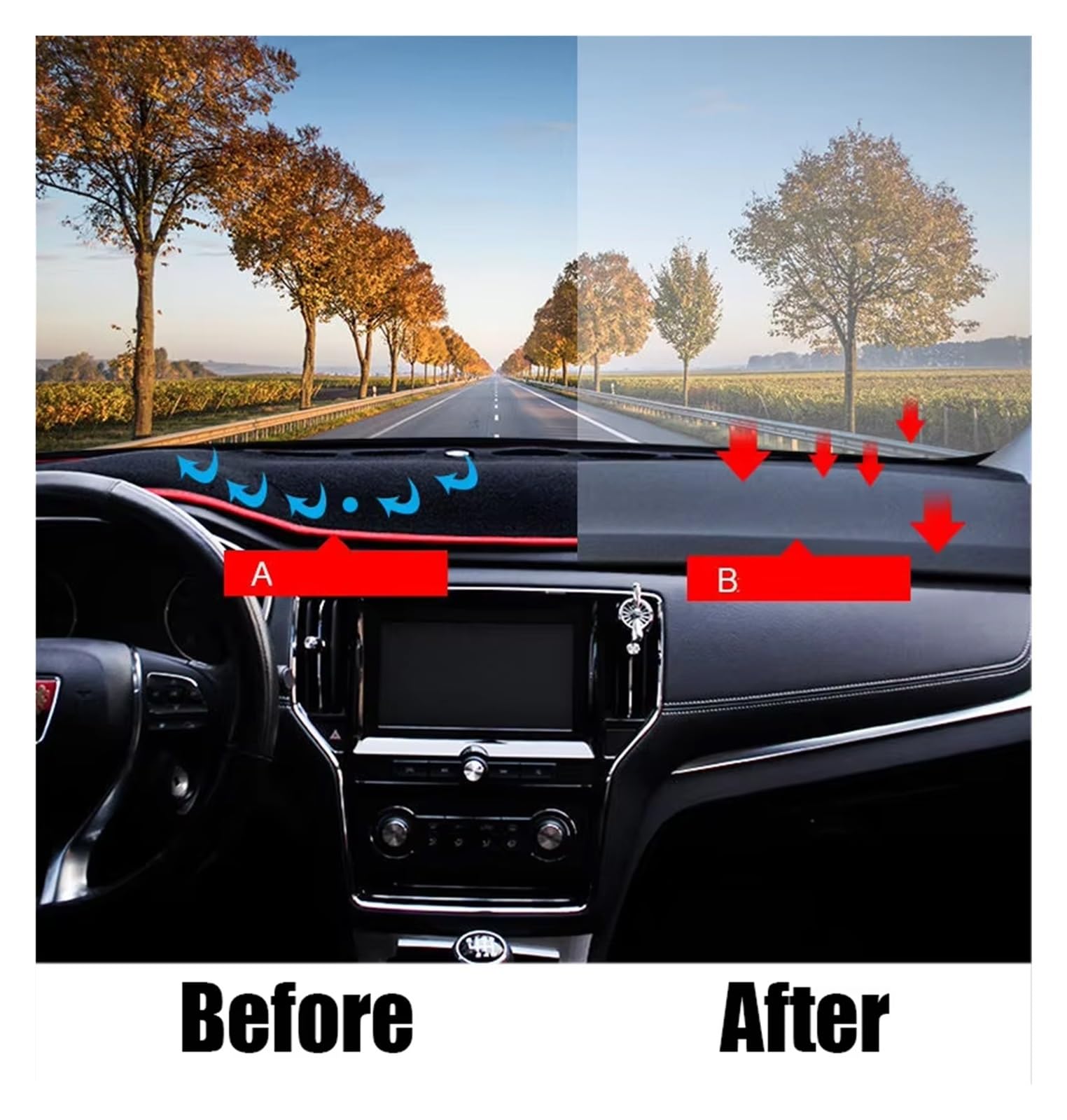 Antirutschmatten Für Nissan Für Teana Für Altima 2013–2018 Armaturenbrett Lichtmatte Instrumentenplattform Schreibtischabdeckung Matten Teppiche Zubehör Dashboard rutschfeste Mat(Schwarz)