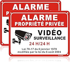 2 x Aluminium Video Surveillance Alarm Panel, 20 x 15 cm, Private Property Under Video Surveillance, UV Resistant, Waterproof, With Drilled Holes