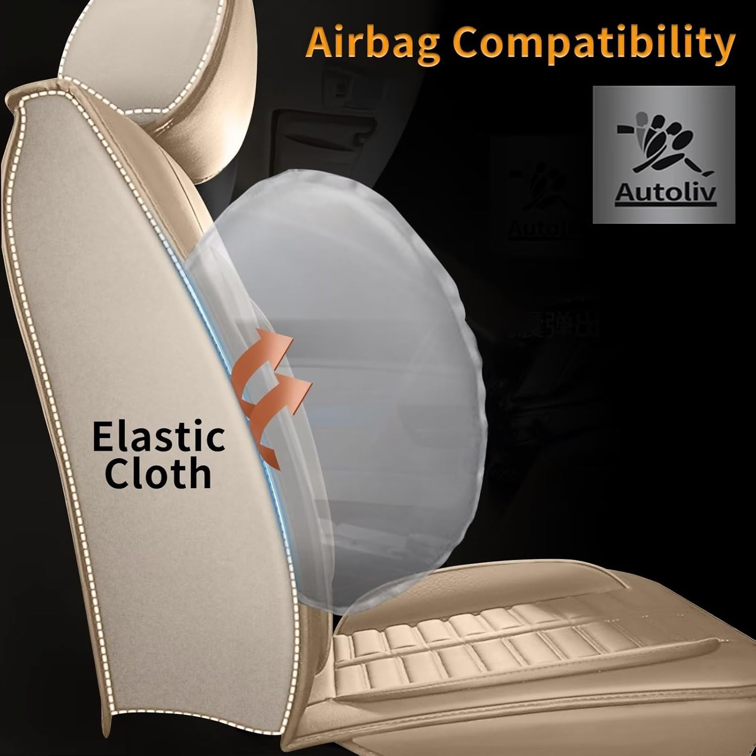 2PCS Front Seat Covers Fit for Honda Accord 2003-2017 Faux Leather Seat Cover Full Set Car Seat Cushion Protector (Beige)