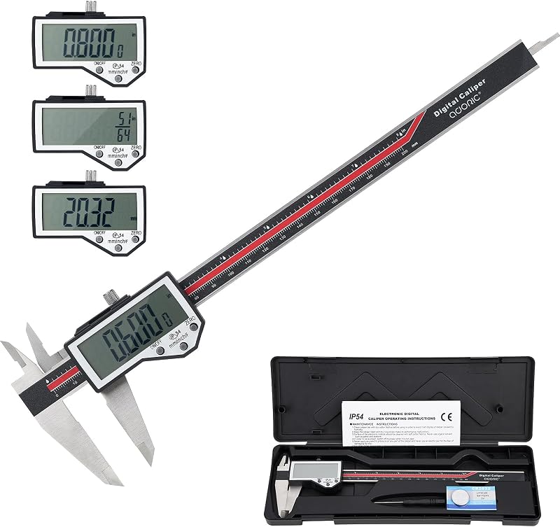 Calibrador digital, herramienta de medición de calibre de 8 pulgadas, precisión extrema, calibrador a vernier electrónico resistente al agua, herramienta de medición digital industrial de acero inoxidable, duradera con pantalla LCD grande