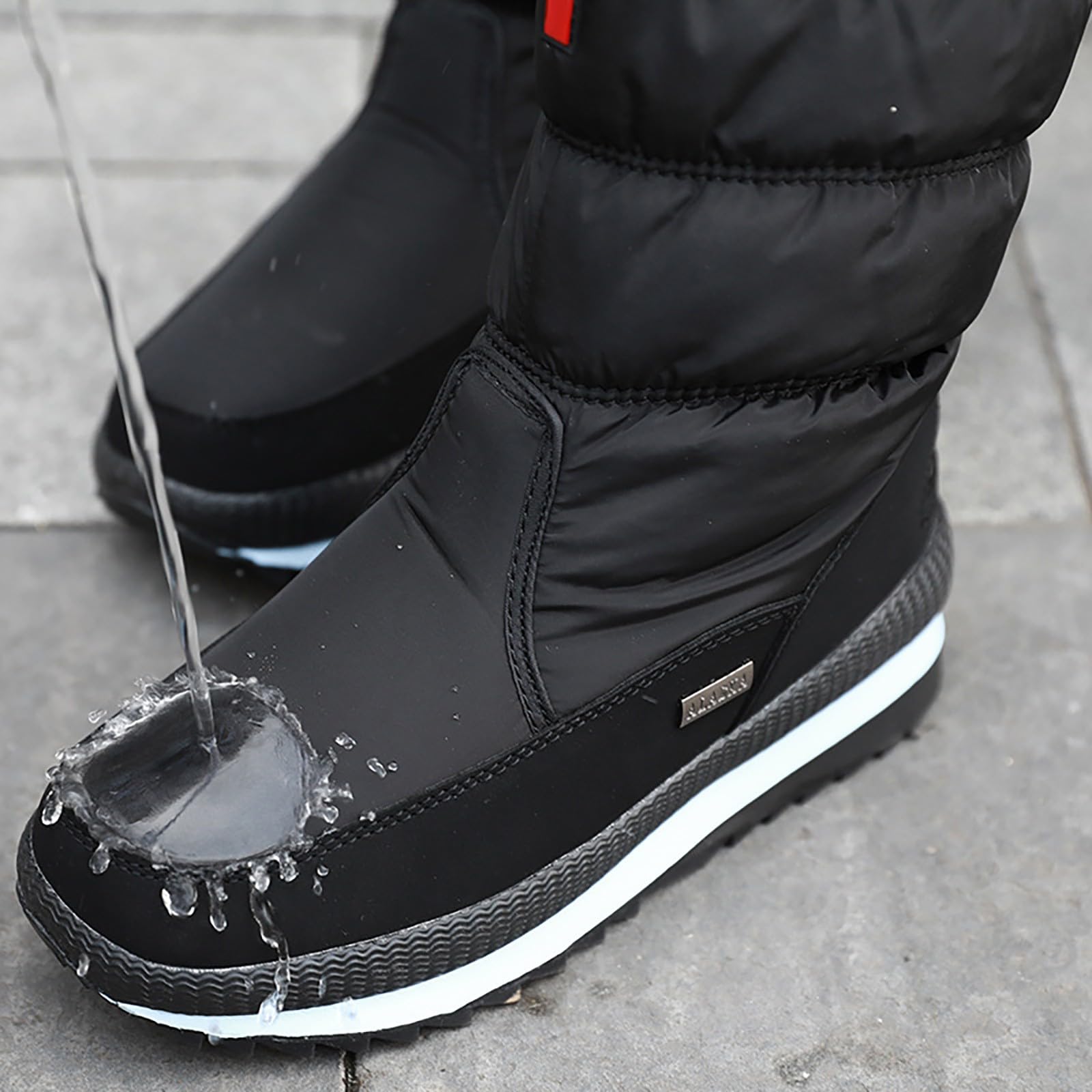 Stivali Caldi Donna Bassi Invernali Ultra Mini da Neve protettivi in Pile e Suola Spessa Tinta Unita Donna, Slip on Boots