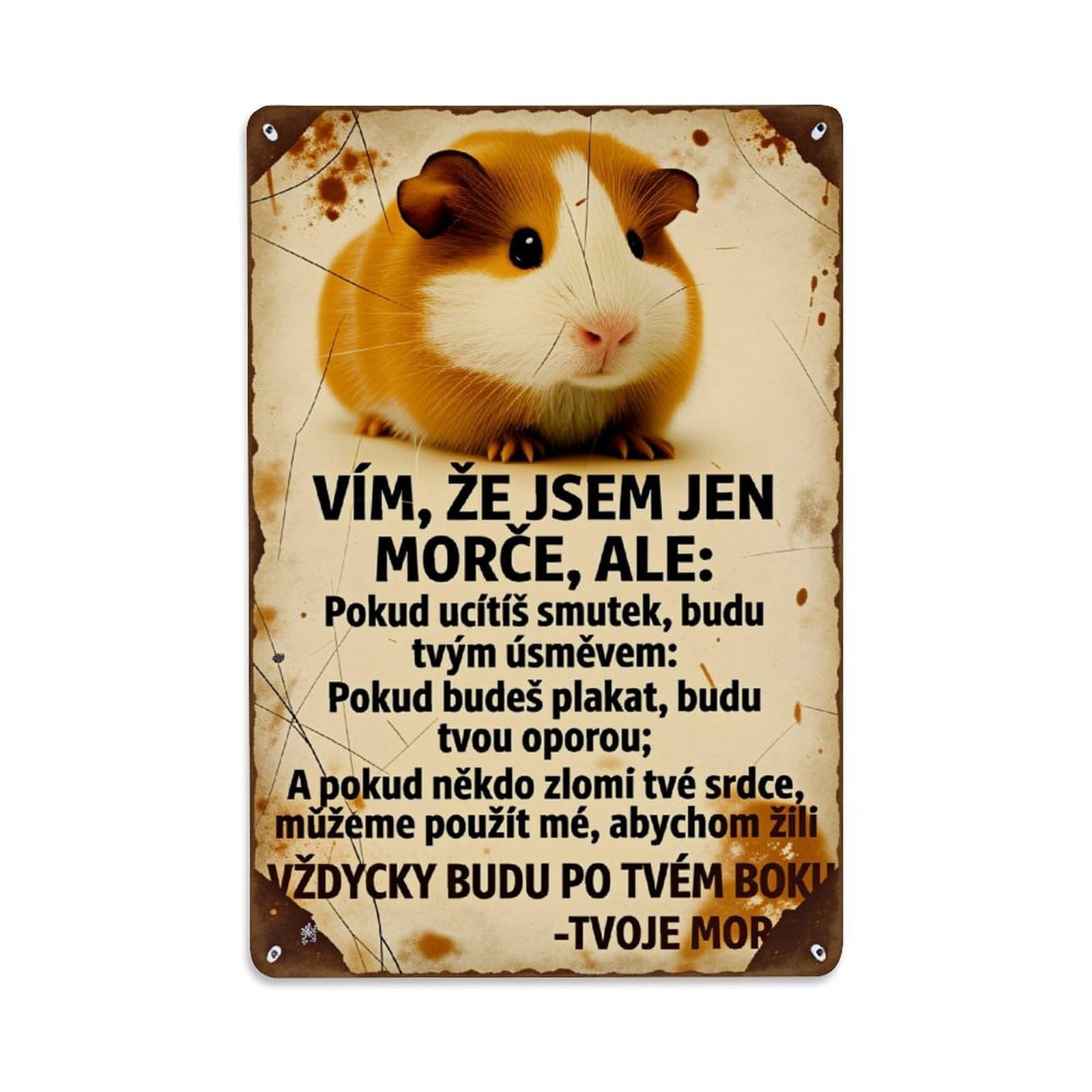 Guinea Pig With Text Background Vintage Metal Tin Sign Retro Wall Decor for Home Bar Garage Cafe, Indoor & Outdoor Decorative Metal Poster, 8x12 Inch